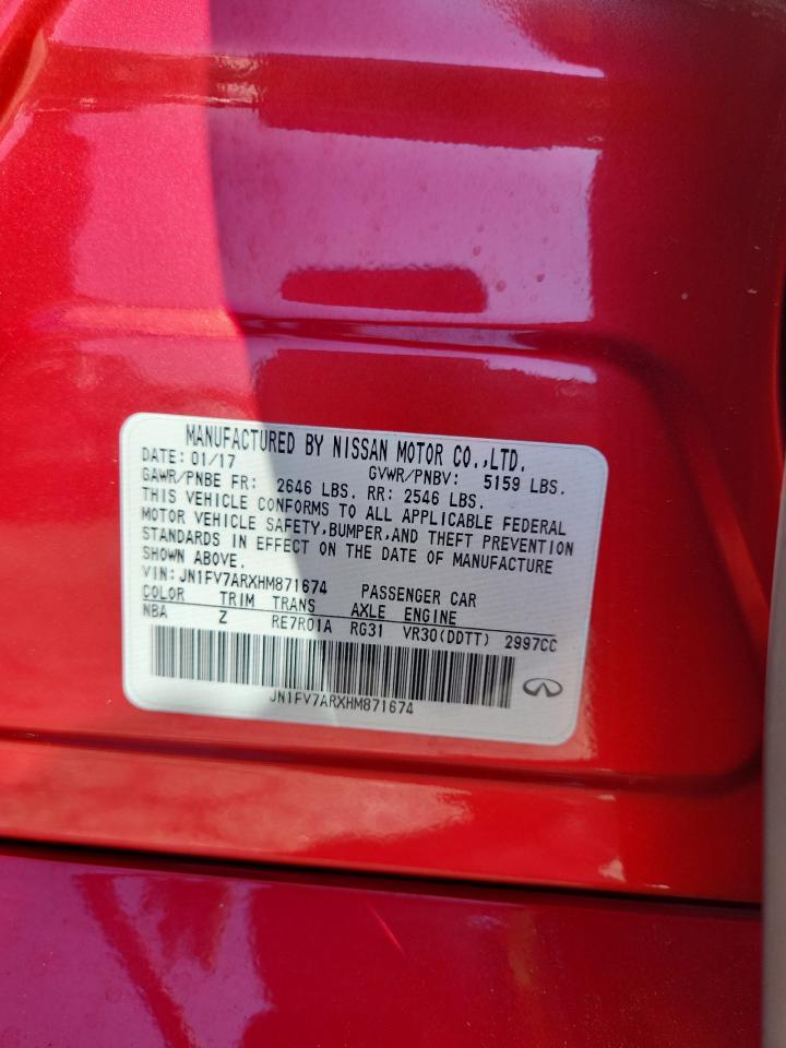 2017 Infiniti Q50 Red Sport 400 VIN: JN1FV7ARXHM871674 Lot: 70320715