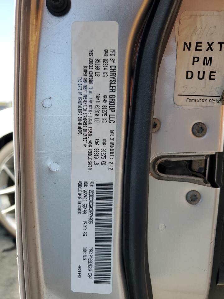 2012 Chrysler 300 Limited VIN: 2C3CCACG0CH224036 Lot: 69348095