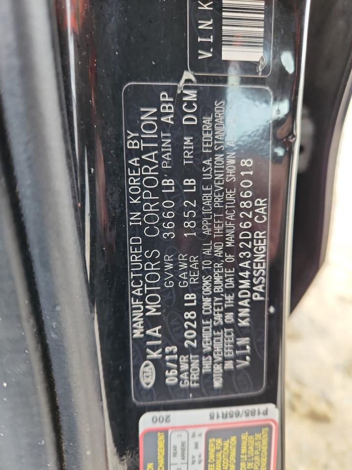 2013 Kia Rio Lx VIN: KNADM4A32D6286018 Lot: 67122345