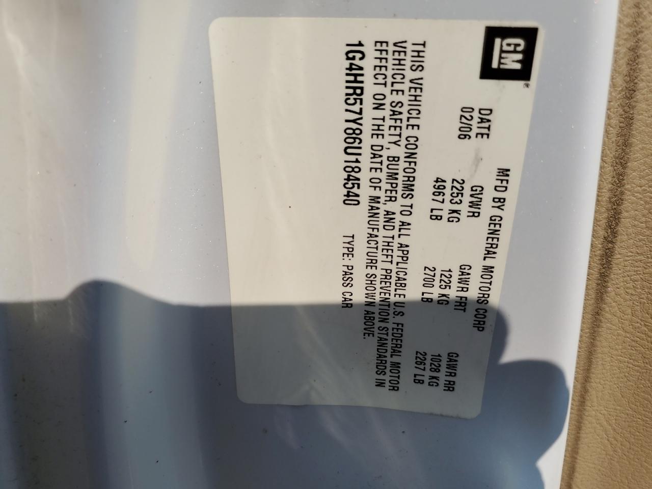 1G4HR57Y86U184540 BUICK LUCERNE 2006 WHITE Photo 12