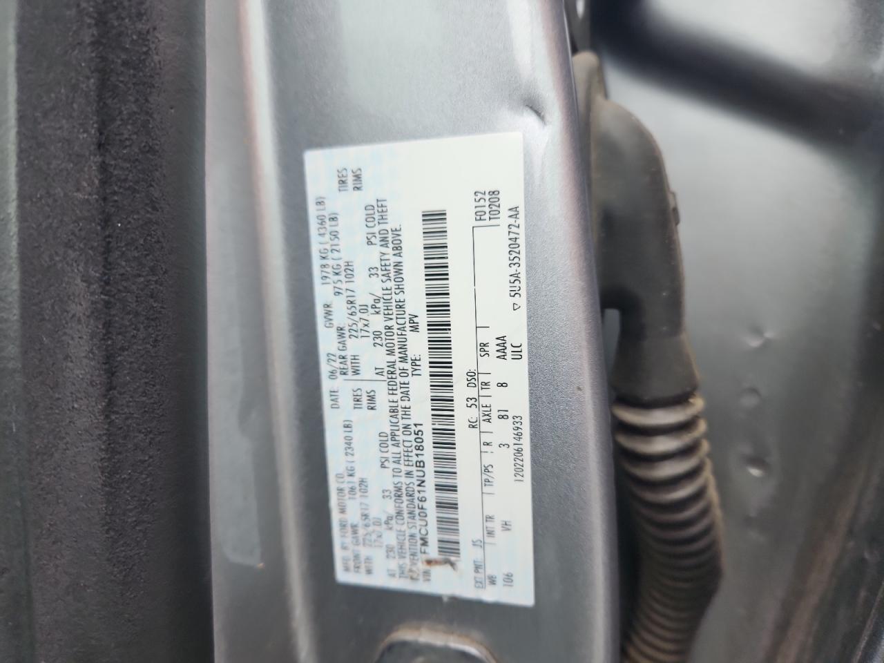 2022 Ford Escape S VIN: 1FMCU0F61NUB18051 Lot: 67727505