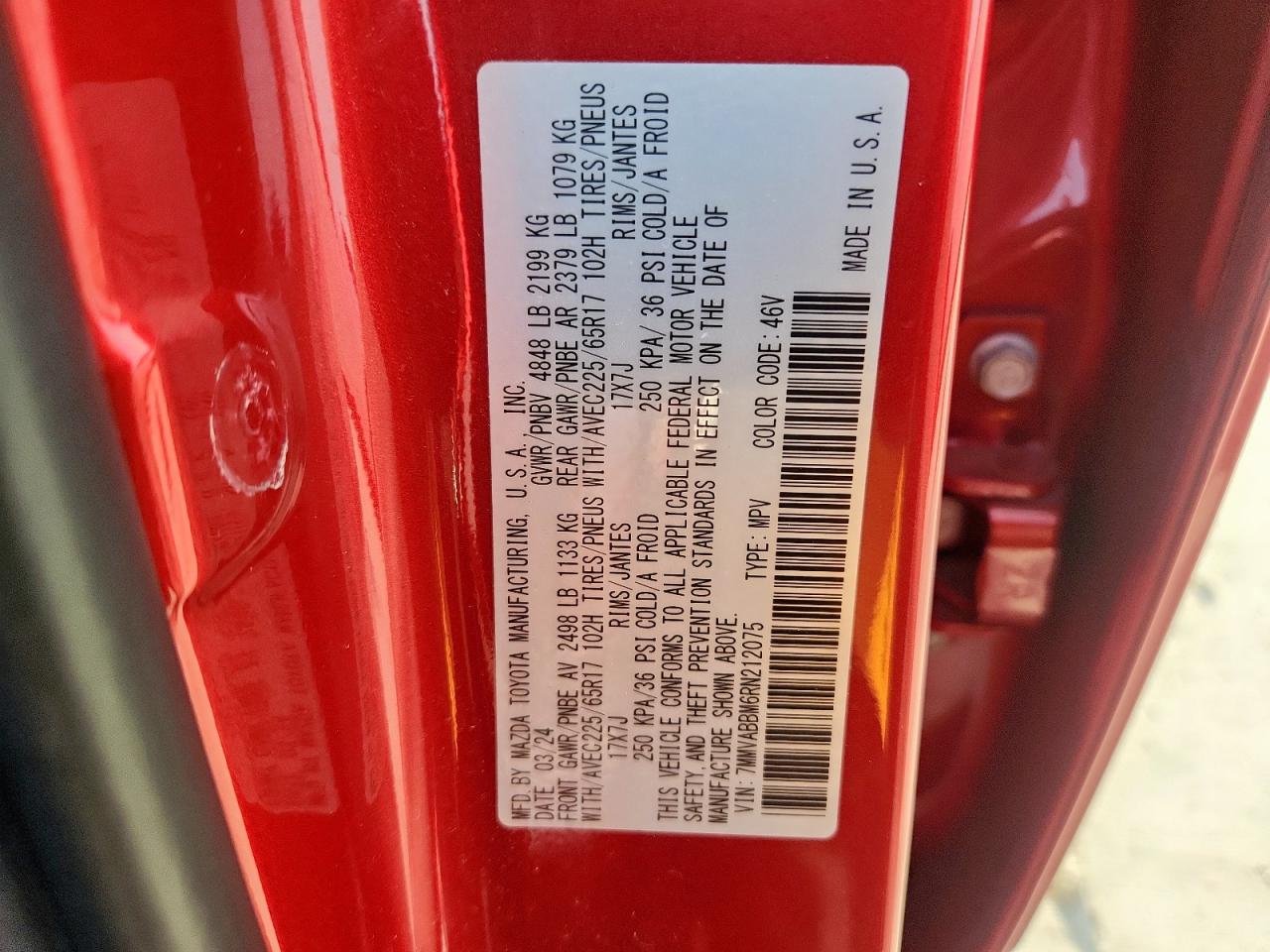 2024 Mazda Cx-50 Preferred VIN: 7MMVABBM6RN212075 Lot: 70431395