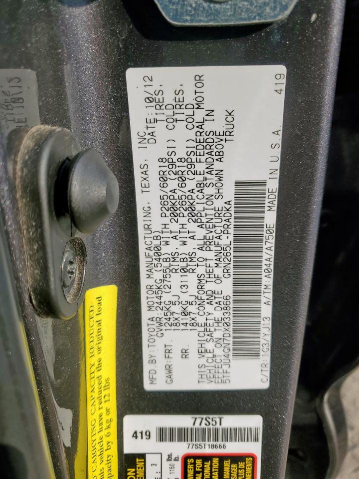 2013 Toyota Tacoma Double Cab Prerunner VIN: 5TFJU4GN7DX033866 Lot: 69463255
