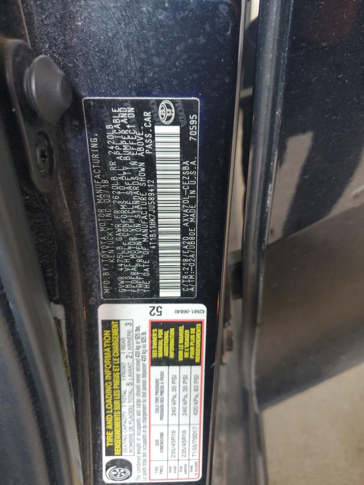 4T1B11HK7JU589412 2018 Toyota Camry L