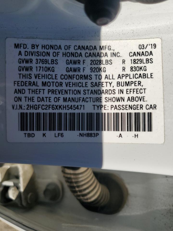 2019 Honda Civic Lx VIN: 2HGFC2F6XKH545471 Lot: 70369905
