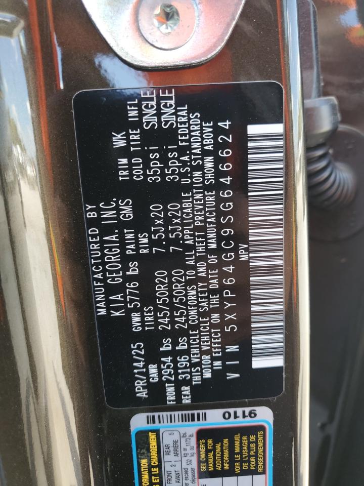 2025 Kia Telluride S VIN: 5XYP64GC9SG646624 Lot: 70028305