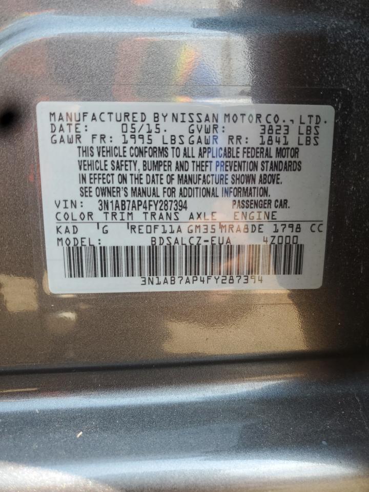 2015 Nissan Sentra S VIN: 3N1AB7AP4FY287394 Lot: 67543855