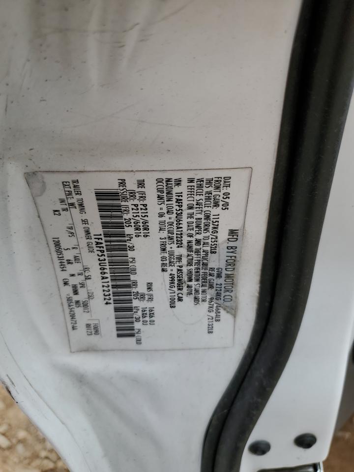 2006 Ford Taurus Se VIN: 1FAFP53U66A122324 Lot: 67730275