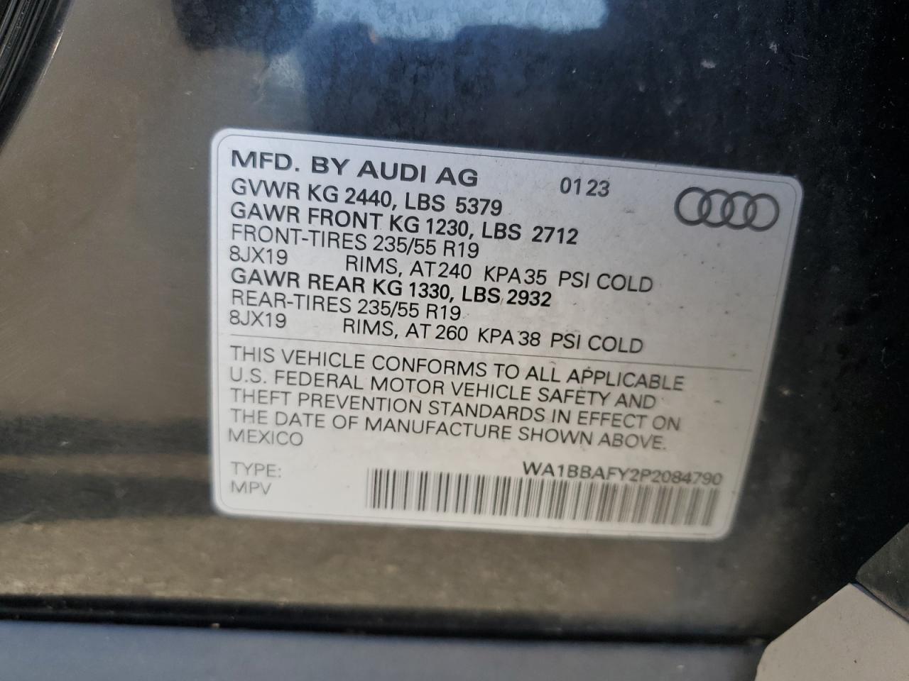 2023 Audi Q5 Premium Plus 40 VIN: WA1BBAFY2P2084790 Lot: 68074135
