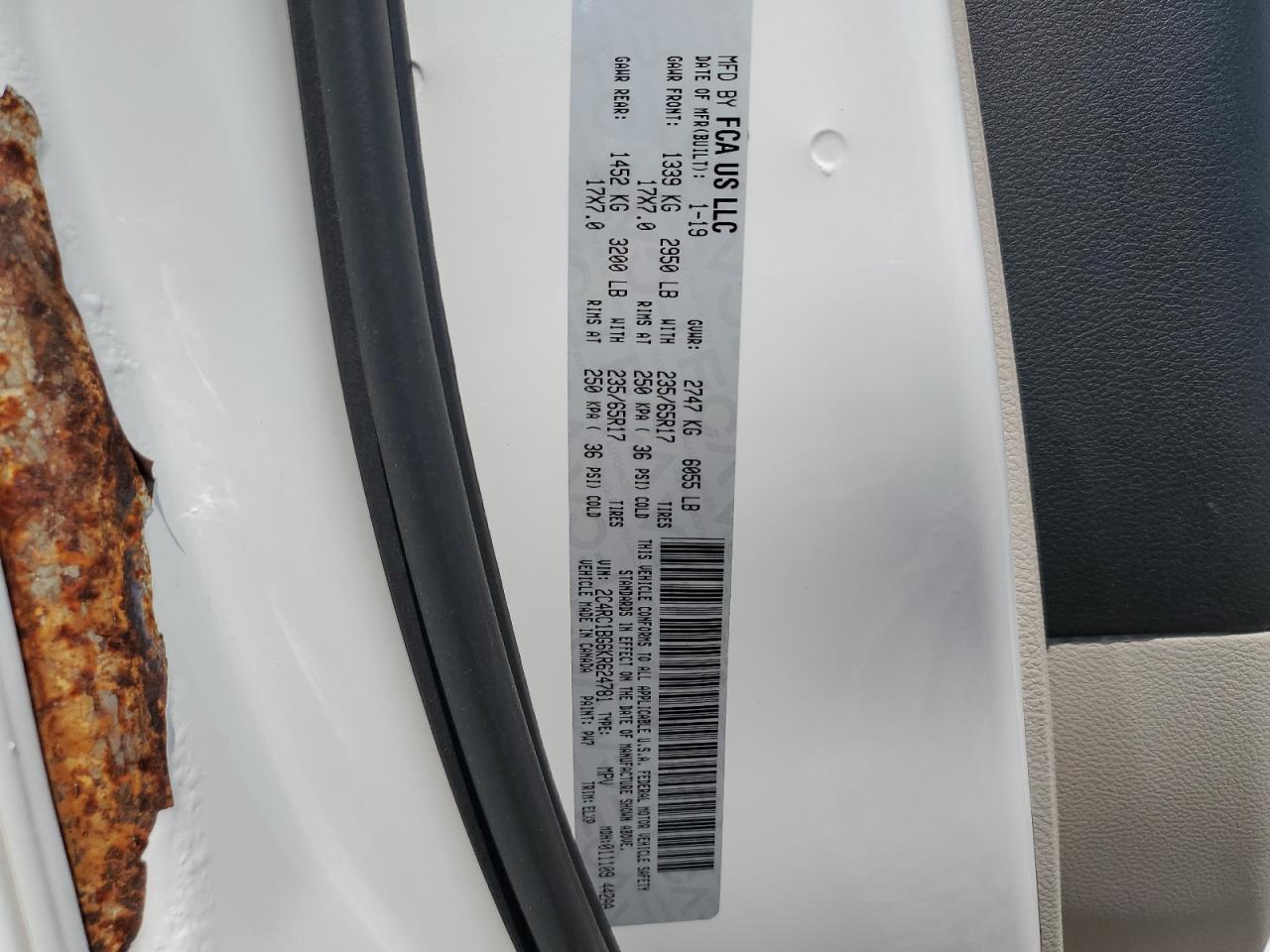 2019 Chrysler Pacifica Touring L VIN: 2C4RC1BG6KR624781 Lot: 68725595