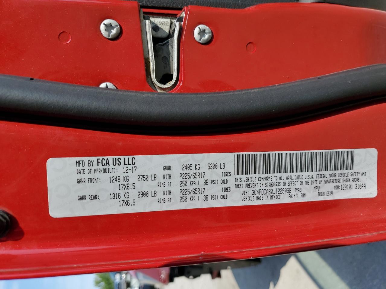 2018 Dodge Journey Se VIN: 3C4PDCAB0JT229058 Lot: 69380325