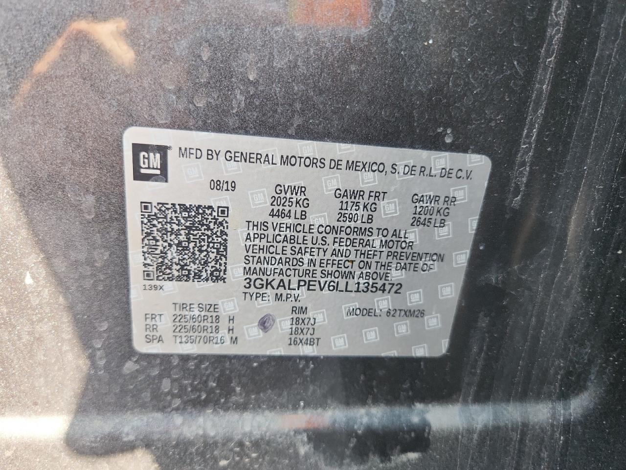 2020 GMC Terrain Slt VIN: 3GKALPEV6LL135472 Lot: 68537695