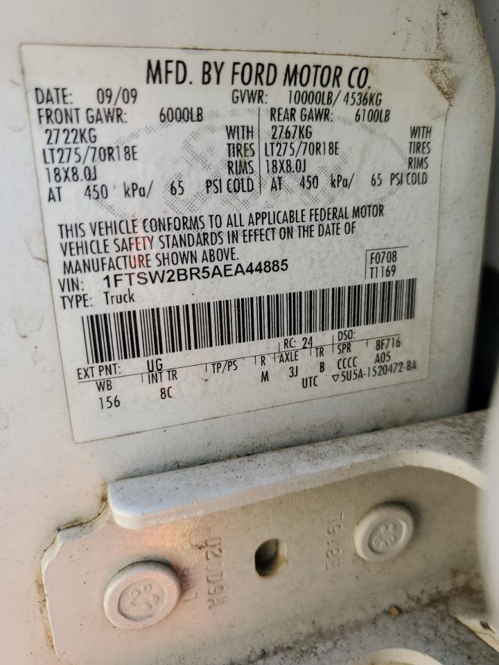 2010 Ford F250 Super Duty VIN: 1FTSW2BR5AEA44885 Lot: 70854355