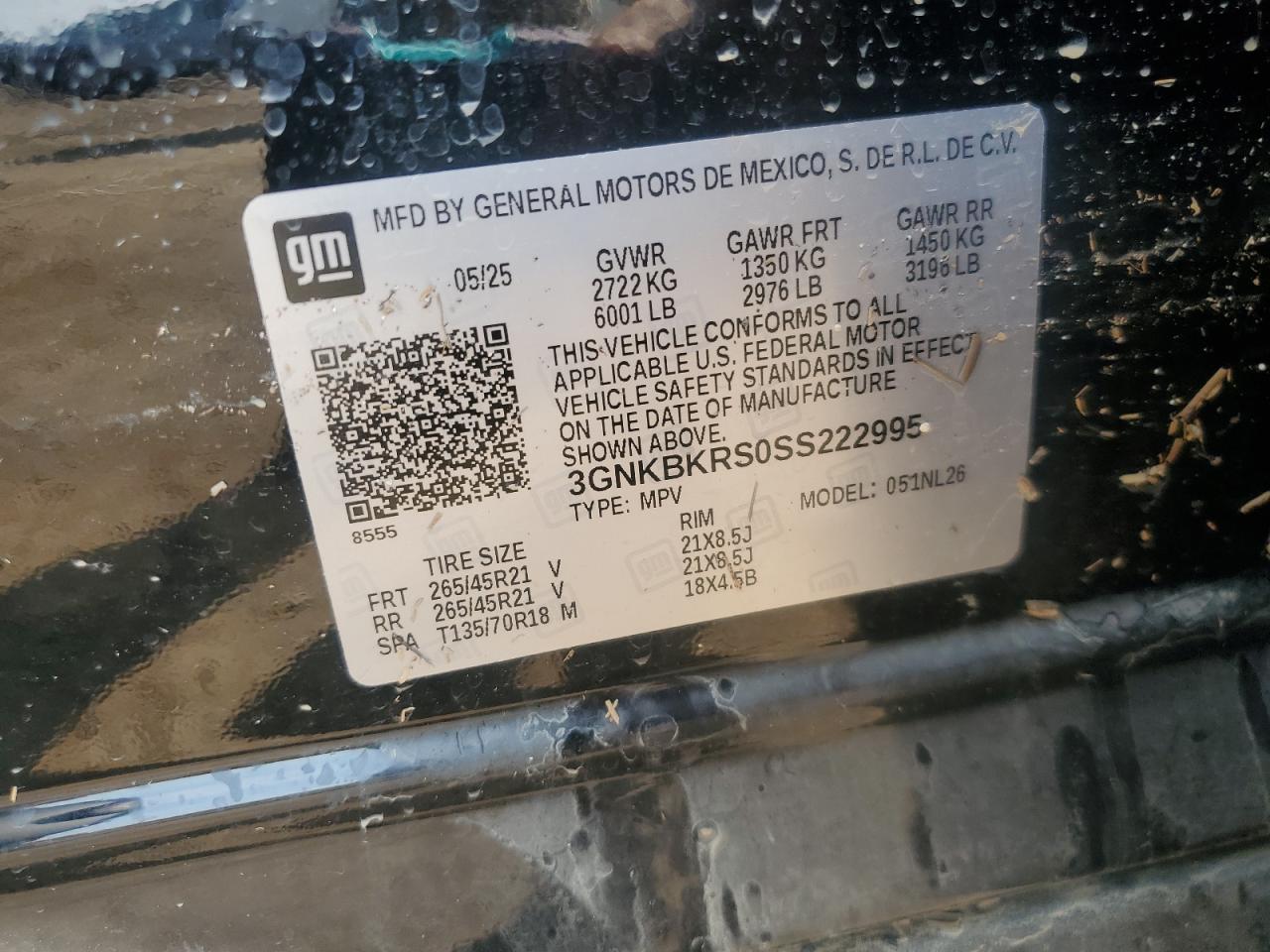 2025 Chevrolet Blazer Rs VIN: 3GNKBKRS0SS222995 Lot: 68149535