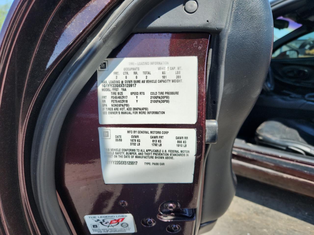 1999 Chevrolet Corvette VIN: 1G1YY22G6X5129917 Lot: 69481525