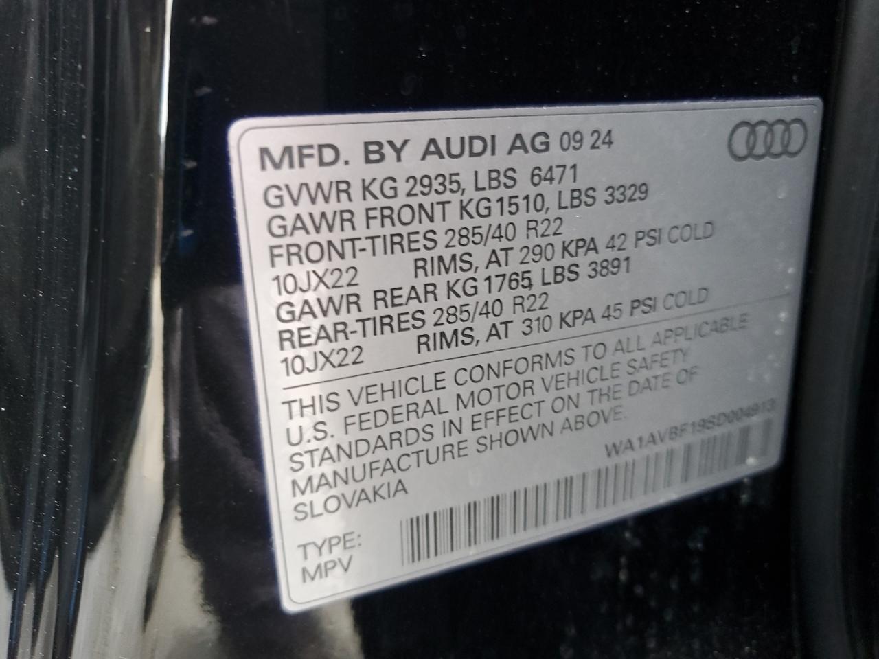 2025 Audi Q8 Premium VIN: WA1AVBF19SD004913 Lot: 70913595