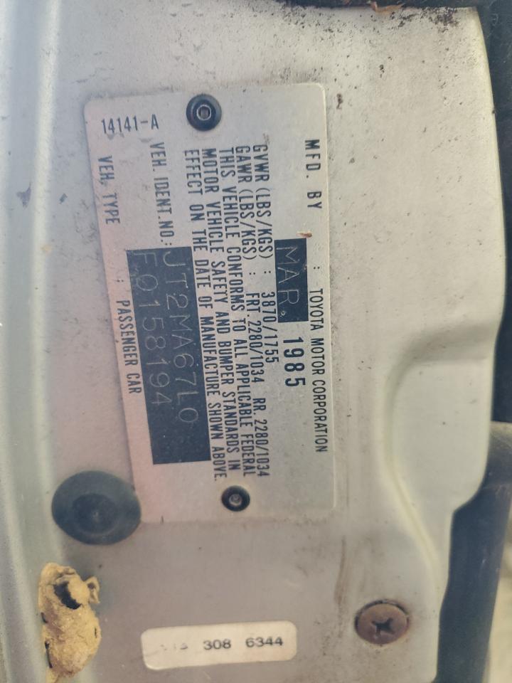 1985 Toyota Supra VIN: JT2MA67L0F0158194 Lot: 67449635