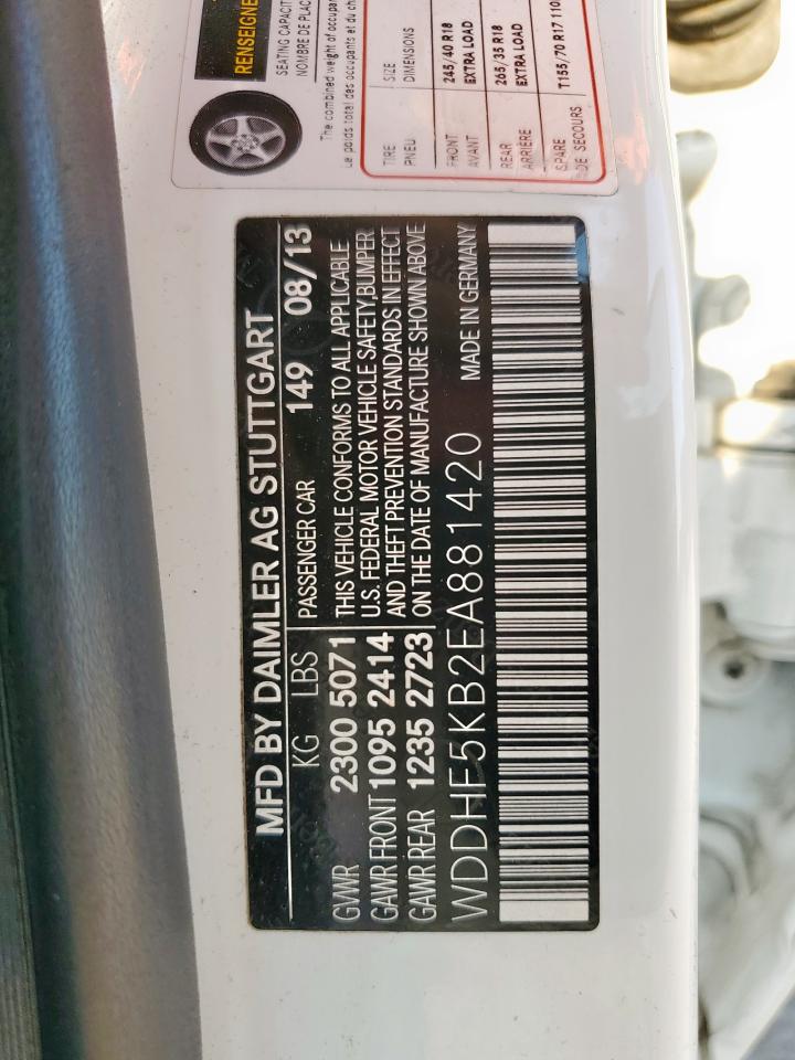 2014 Mercedes-Benz E 350 VIN: WDDHF5KB2EA881420 Lot: 69920815