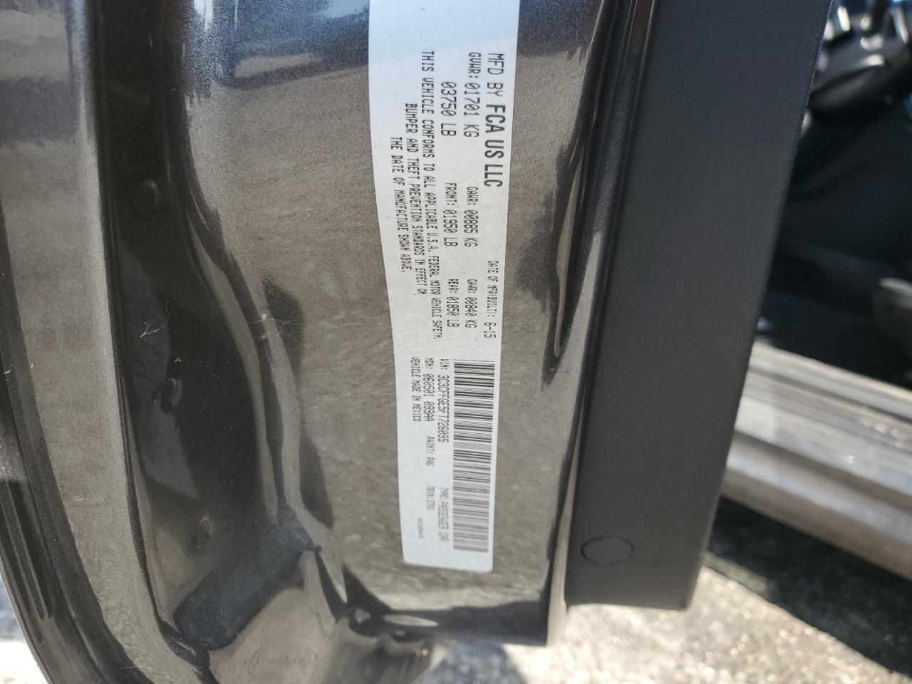 2015 Fiat 500 Electric VIN: 3C3CFFGE5FT726095 Lot: 68658585