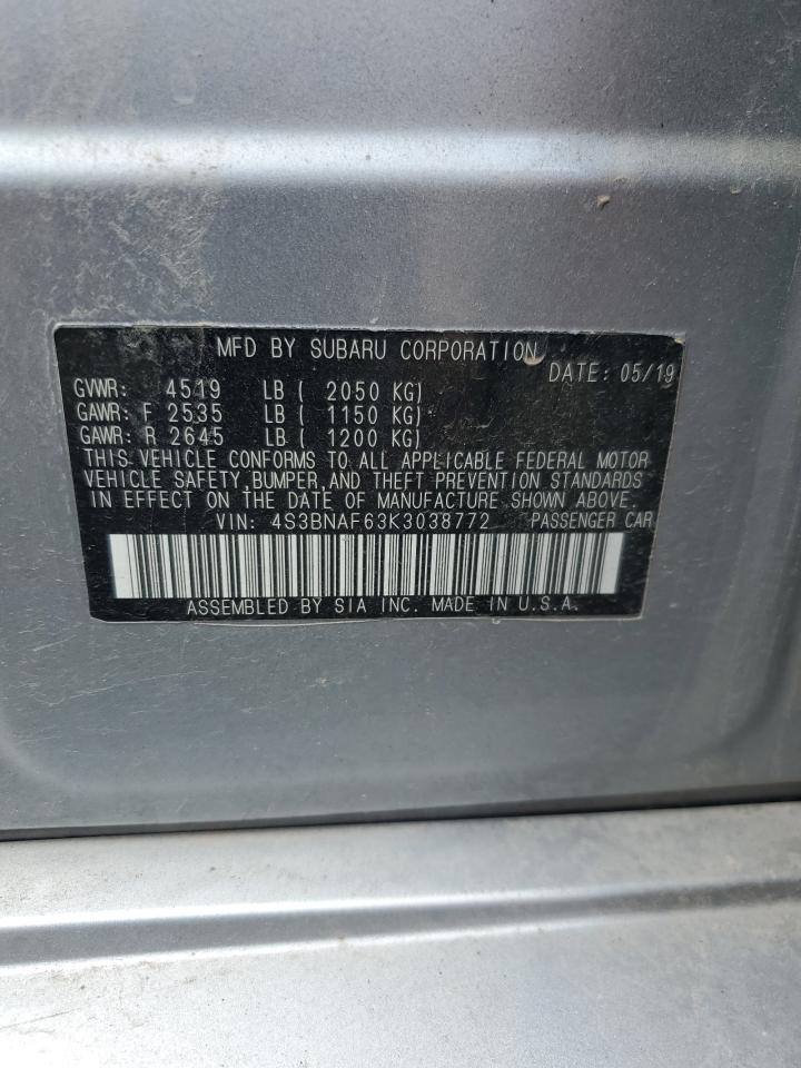 2019 Subaru Legacy 2.5I Premium VIN: 4S3BNAF63K3038772 Lot: 68383945