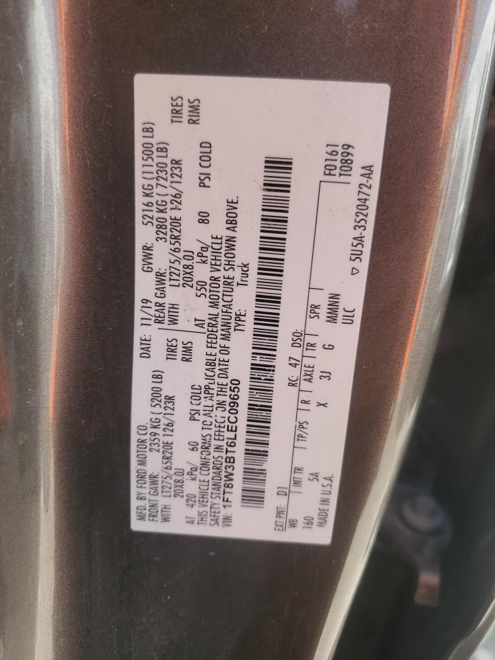 2020 Ford F350 Super Duty VIN: 1FT8W3BT6LEC09650 Lot: 70176345