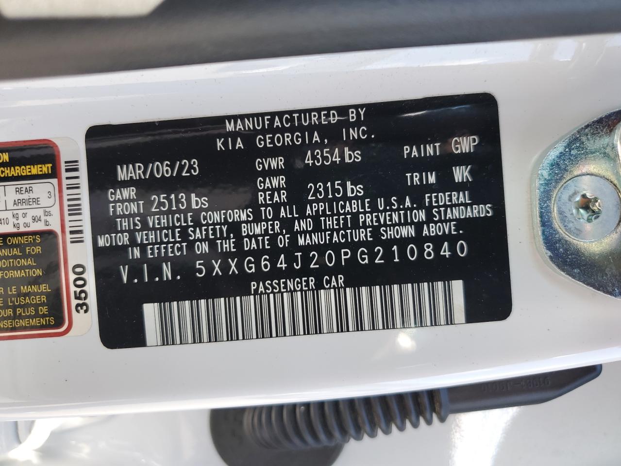 2023 Kia K5 Gt Line VIN: 5XXG64J20PG210840 Lot: 67677415