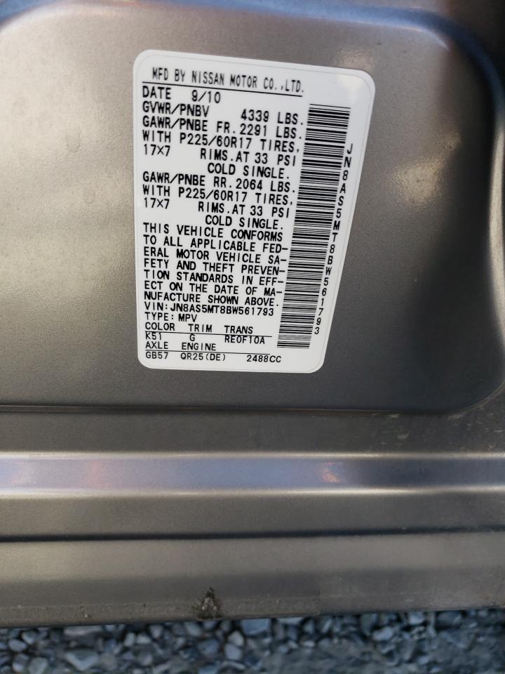 2011 Nissan Rogue S VIN: JN8AS5MT8BW561793 Lot: 68873995