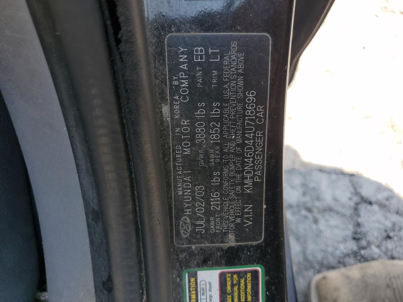 2004 Hyundai Elantra Gls VIN: KMHDN46D44U718696 Lot: 67077015