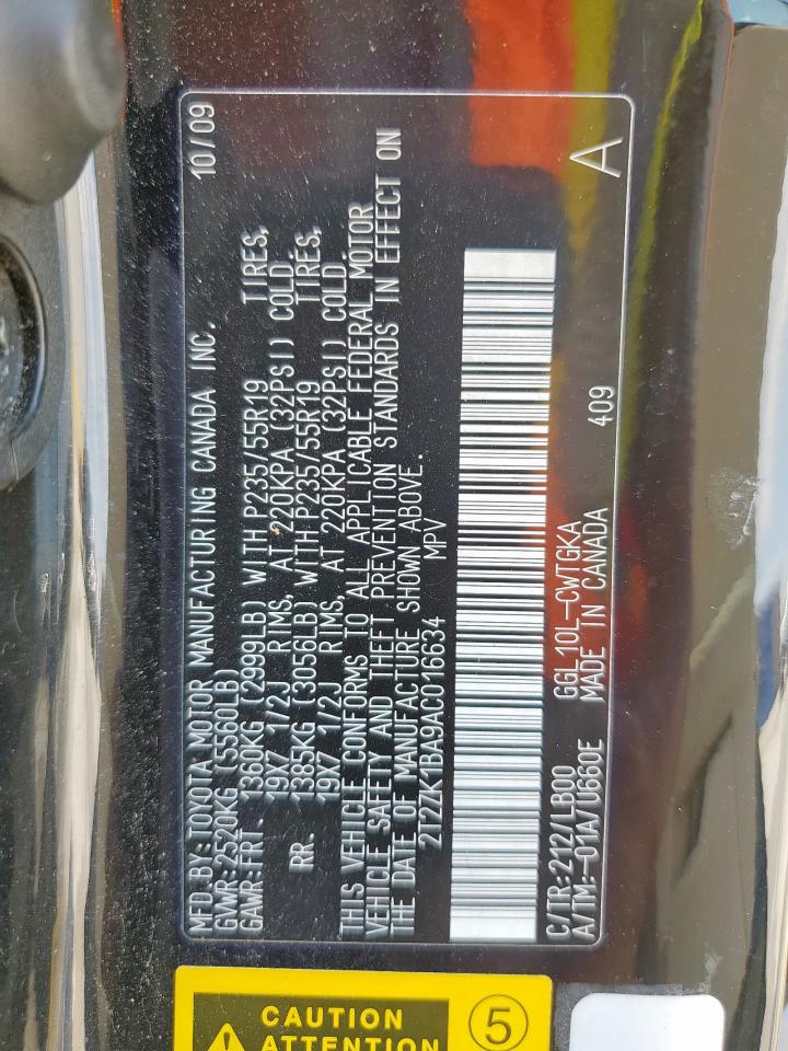 2010 Lexus Rx 350 VIN: 2T2ZK1BA9AC016634 Lot: 70575355