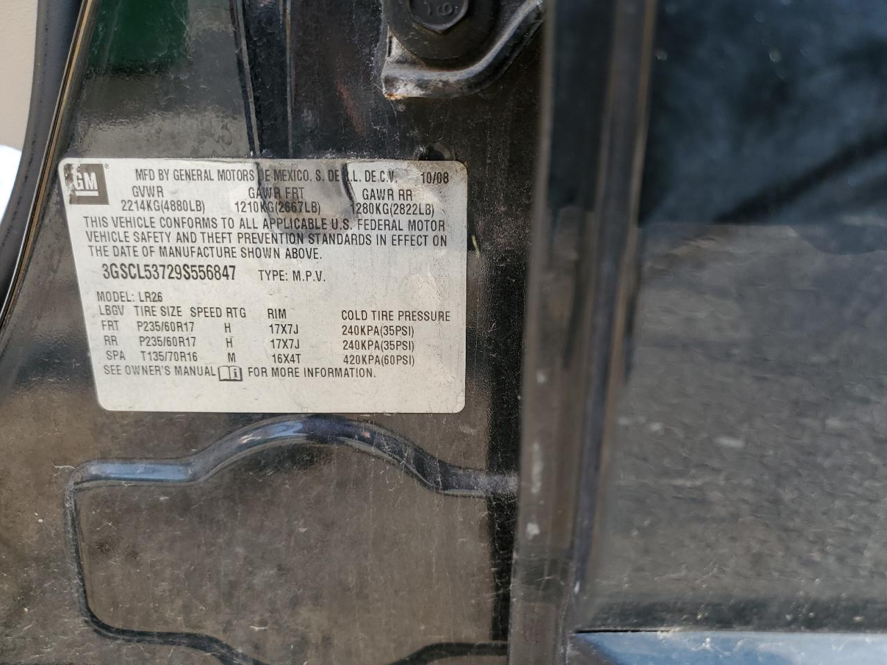 2009 Saturn Vue Xr VIN: 3GSCL53729S556847 Lot: 67039045