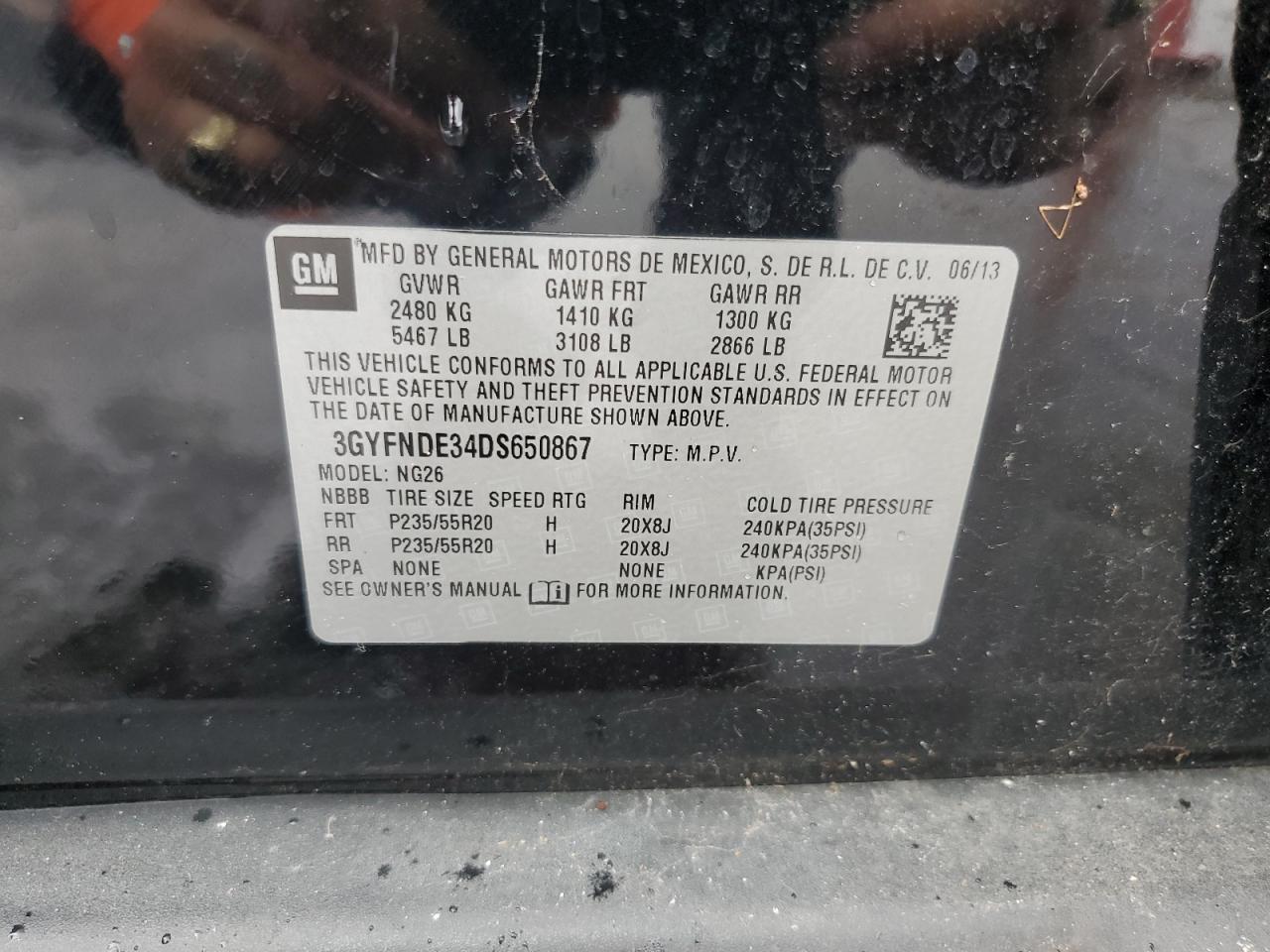 2013 Cadillac Srx Performance Collection VIN: 3GYFNDE34DS650867 Lot: 67778215