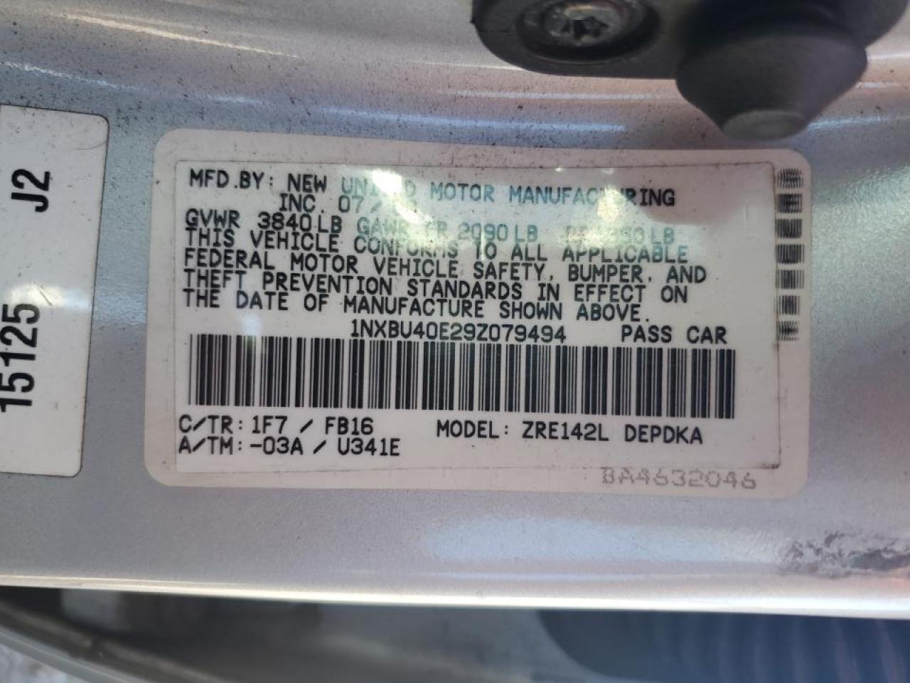 2009 Toyota Corolla Base VIN: 1NXBU40E29Z079494 Lot: 68370075