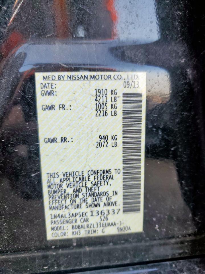 2014 Nissan Altima 2.5 VIN: 1N4AL3AP5EC136337 Lot: 70990365