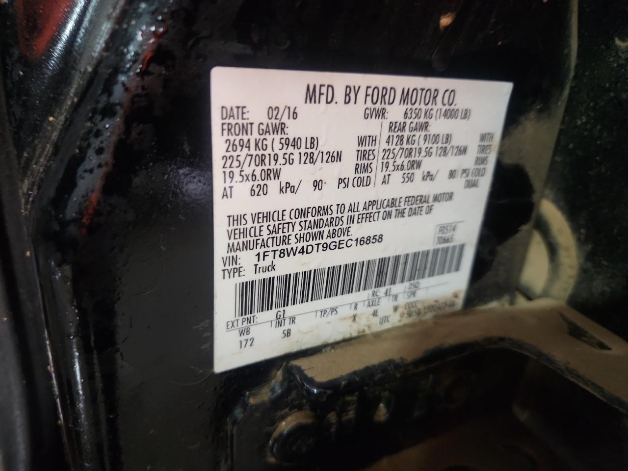 2016 Ford F450 Super Duty VIN: 1FT8W4DT9GEC16858 Lot: 70008175