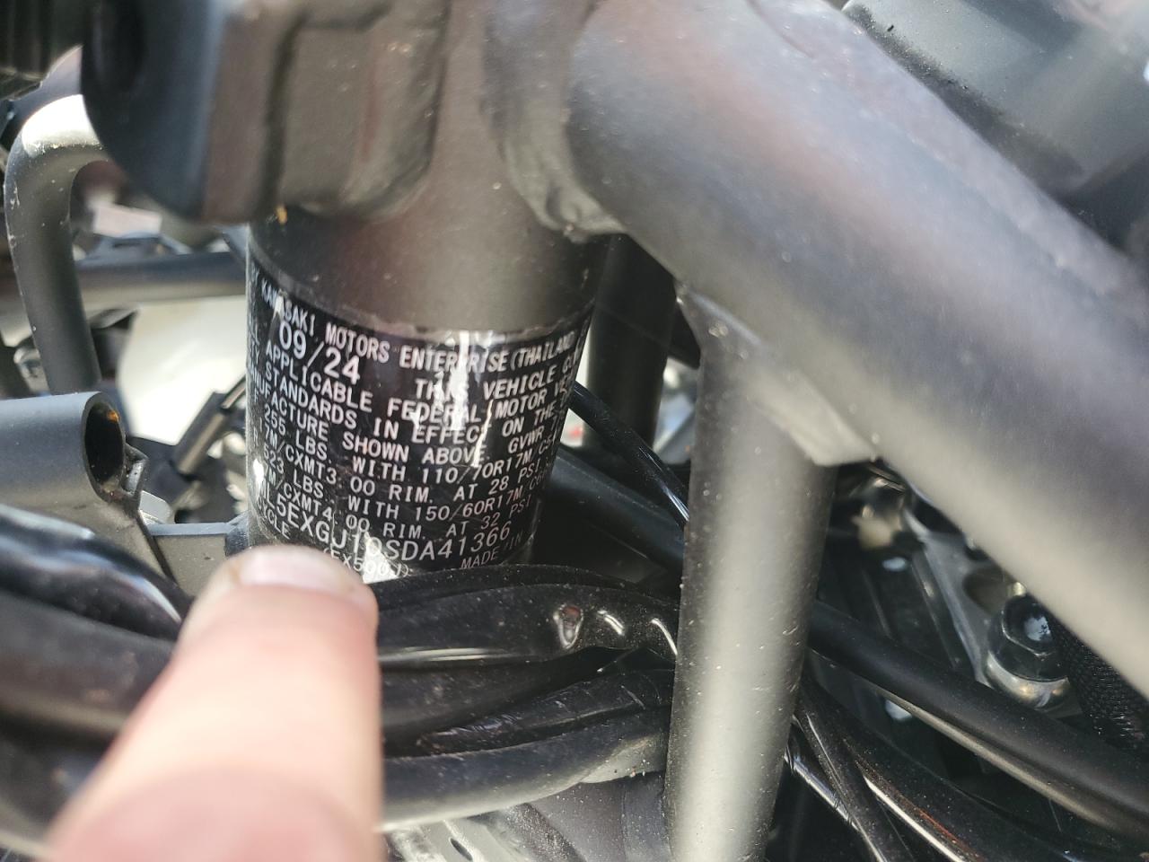 2025 Kawasaki Ex500 A VIN: ML5EXGJ10SDA41366 Lot: 69228625