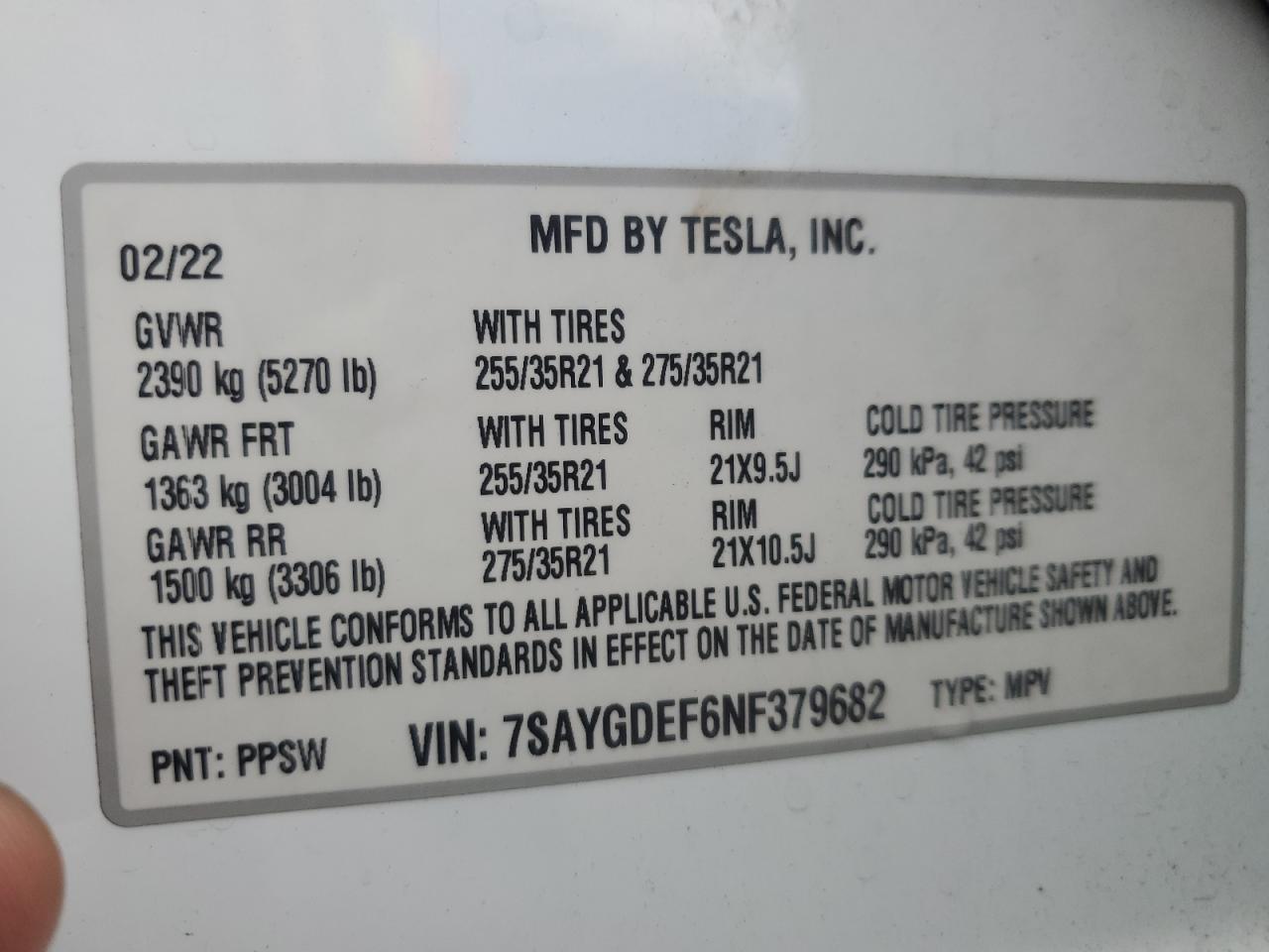 2022 Tesla Model Y VIN: 7SAYGDEF6NF379682 Lot: 69930785