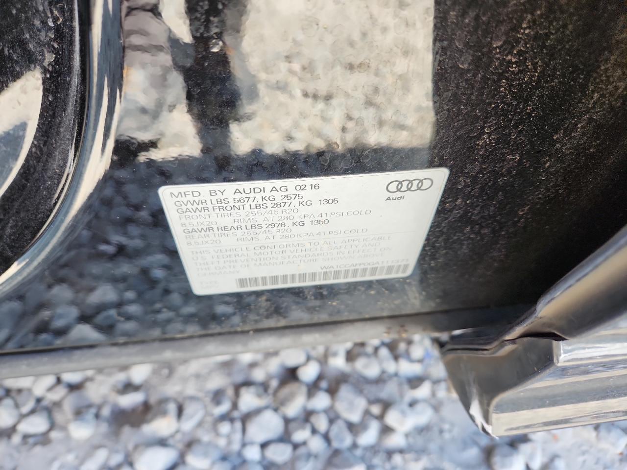 2016 Audi Sq5 Premium Plus VIN: WA1CCAFP0GA111371 Lot: 70561365