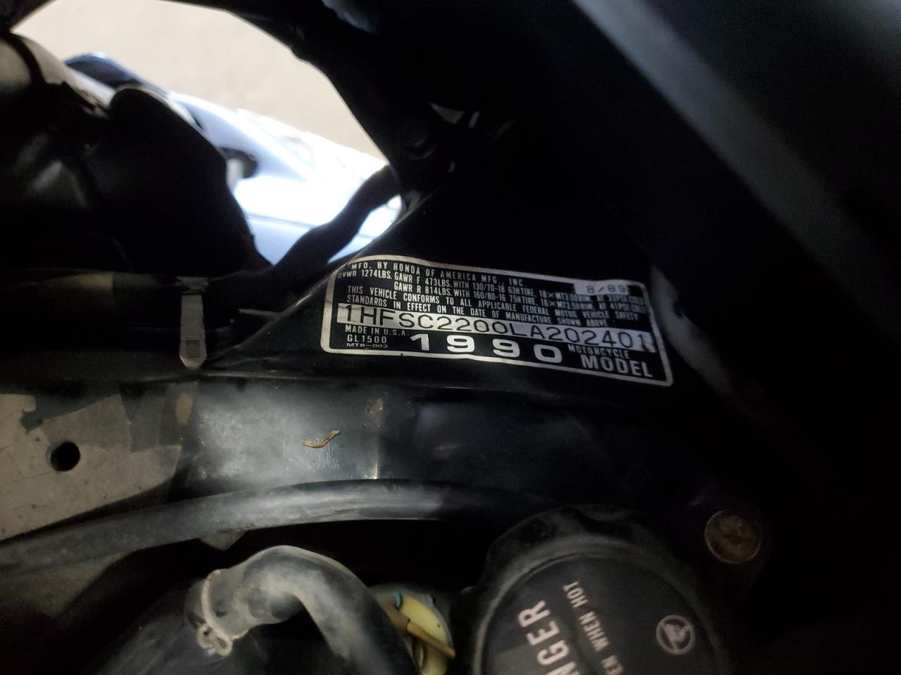 1990 Honda Gl1500 VIN: 1HFSC2200LA202401 Lot: 70339845