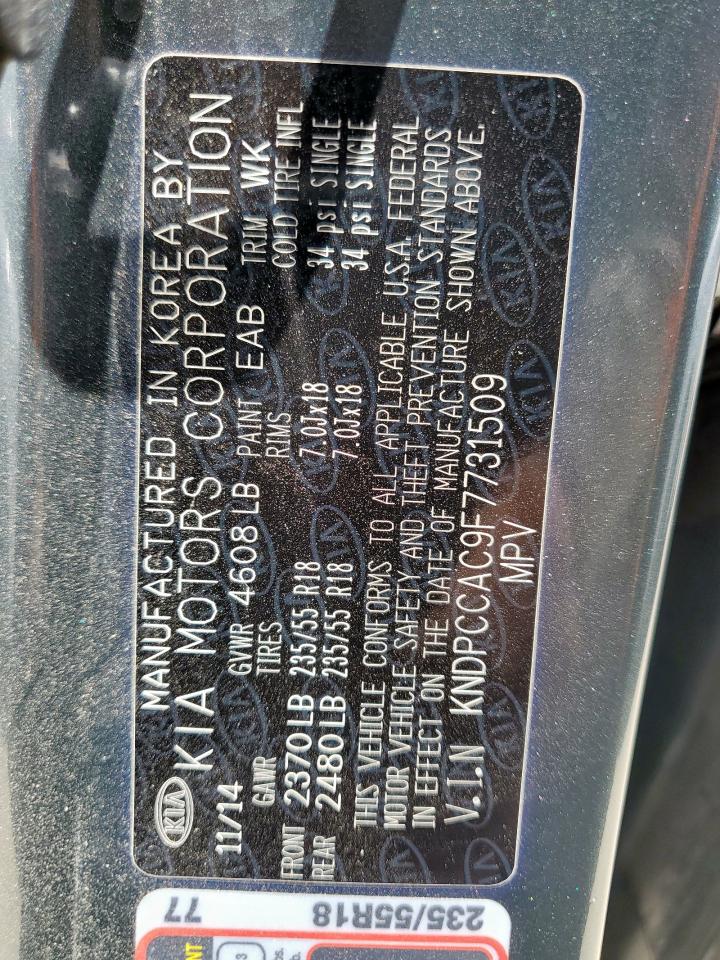 2015 Kia Sportage Ex VIN: KNDPCCAC9F7731509 Lot: 86132715