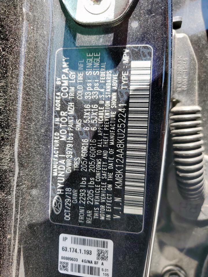 2019 Hyundai Kona Se VIN: KM8K12AA8KU252241 Lot: 70772105