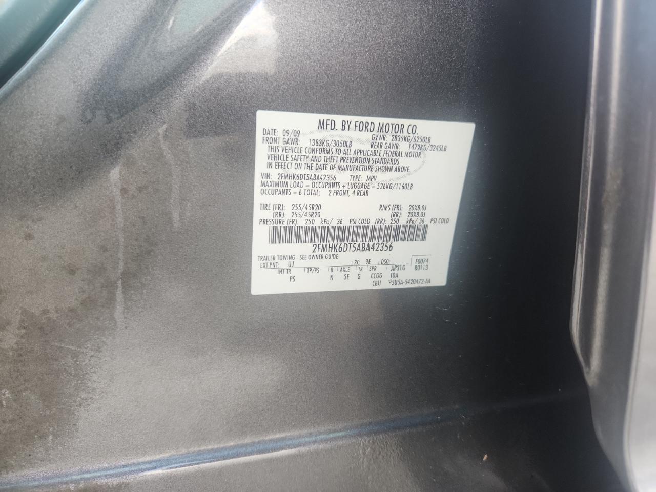 2010 Ford Flex Limited VIN: 2FMHK6DT5ABA42356 Lot: 69019205