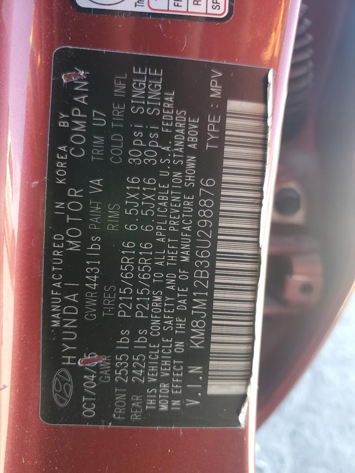 2006 Hyundai Tucson Gl VIN: KM8JM12B36U298876 Lot: 86532315