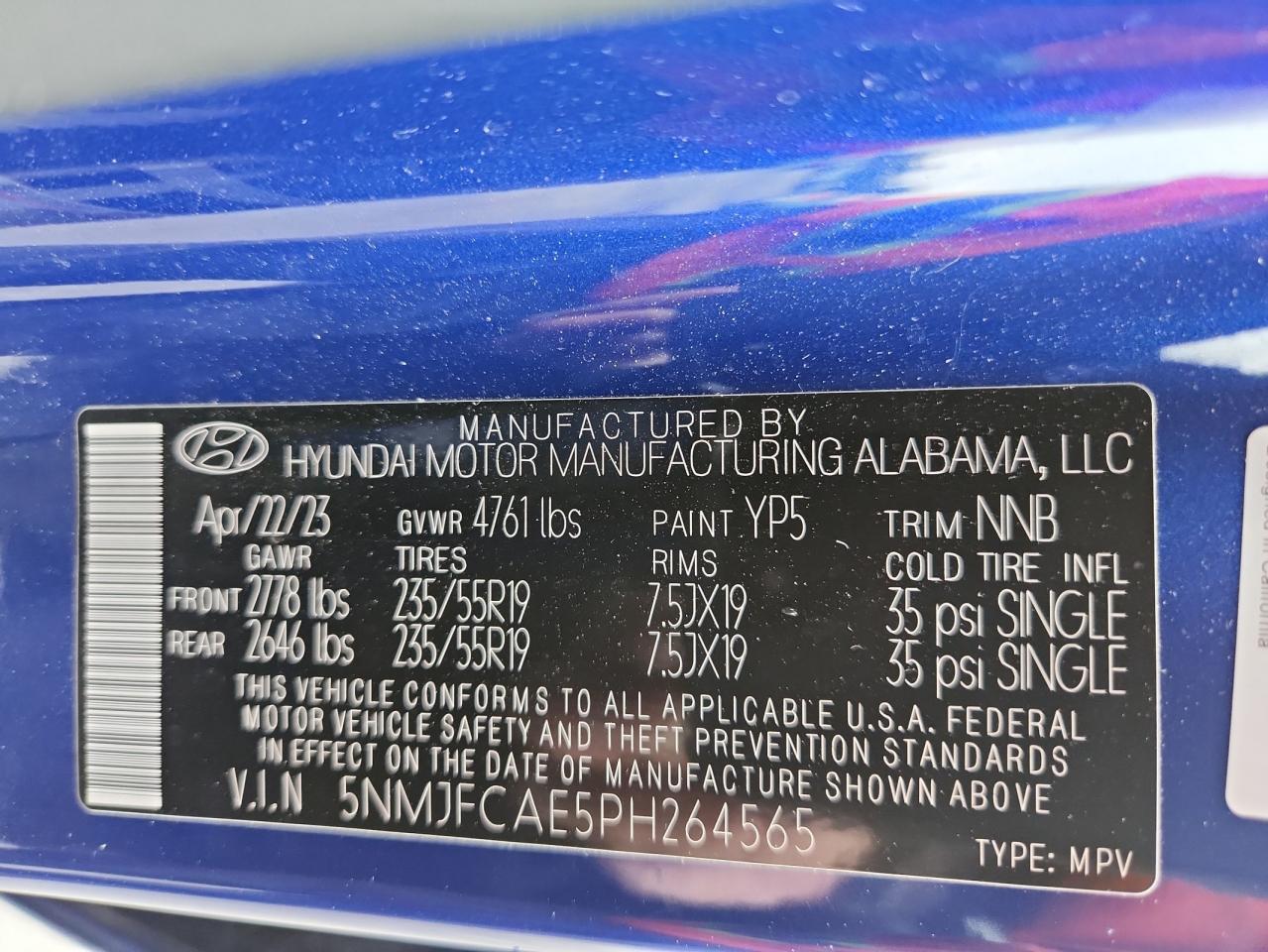 2023 Hyundai Tucson Sel VIN: 5NMJFCAE5PH264565 Lot: 70342535