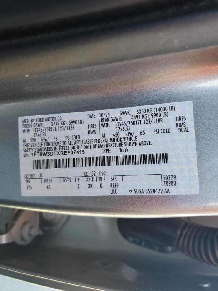 2024 Ford F350 Super Duty VIN: 1FT8W3DTXREF07415 Lot: 68923165