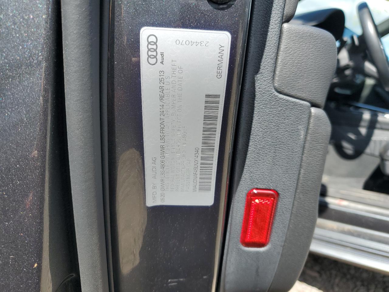 2020 Audi A4 Premium VIN: WAUDNAF45LN014340 Lot: 70564235