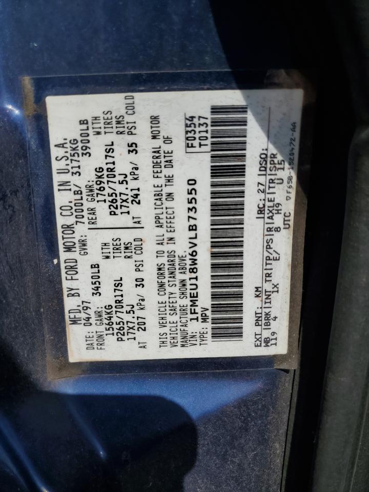 1997 Ford Expedition VIN: 1FMEU18W6VLB73550 Lot: 70023965