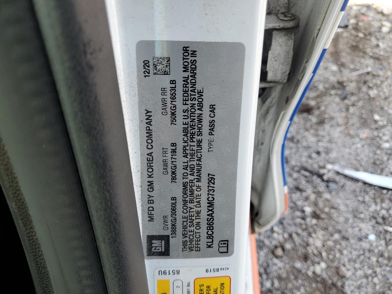 2021 Chevrolet Spark Ls VIN: KL8CB6SAXMC737297 Lot: 69767565