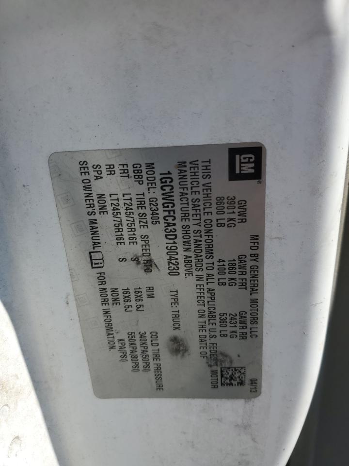 2013 Chevrolet Express G2500 VIN: 1GCWGFCA3D1904230 Lot: 68259605