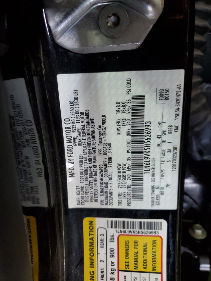 2017 Lincoln Continental Premiere VIN: 1LN6L9VK5H5626993 Lot: 67795035