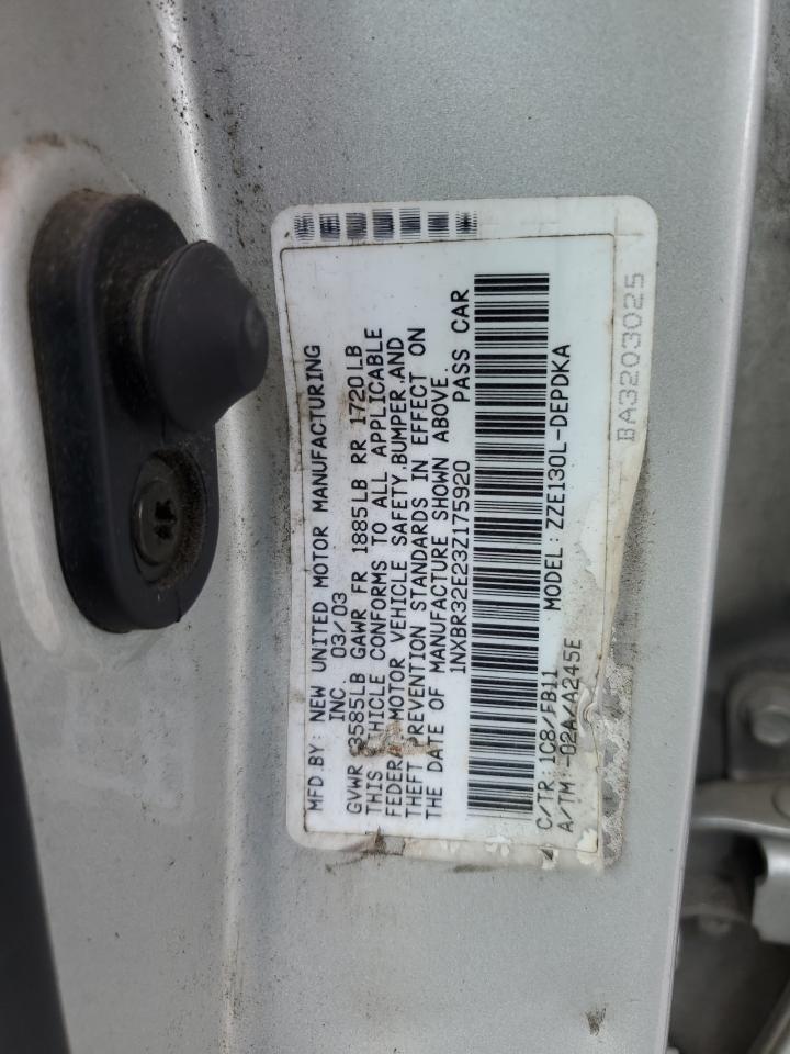 2003 Toyota Corolla Ce VIN: 1NXBR32E23Z175920 Lot: 68749555